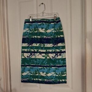 Talbots Green and Blue Striped Pencil Skirt